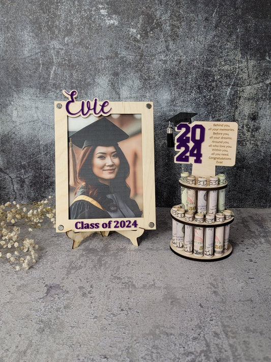 Personalized Graduation Gift Money Holder and Personalized Graduation Picture Frame Combo - EverLee Creations