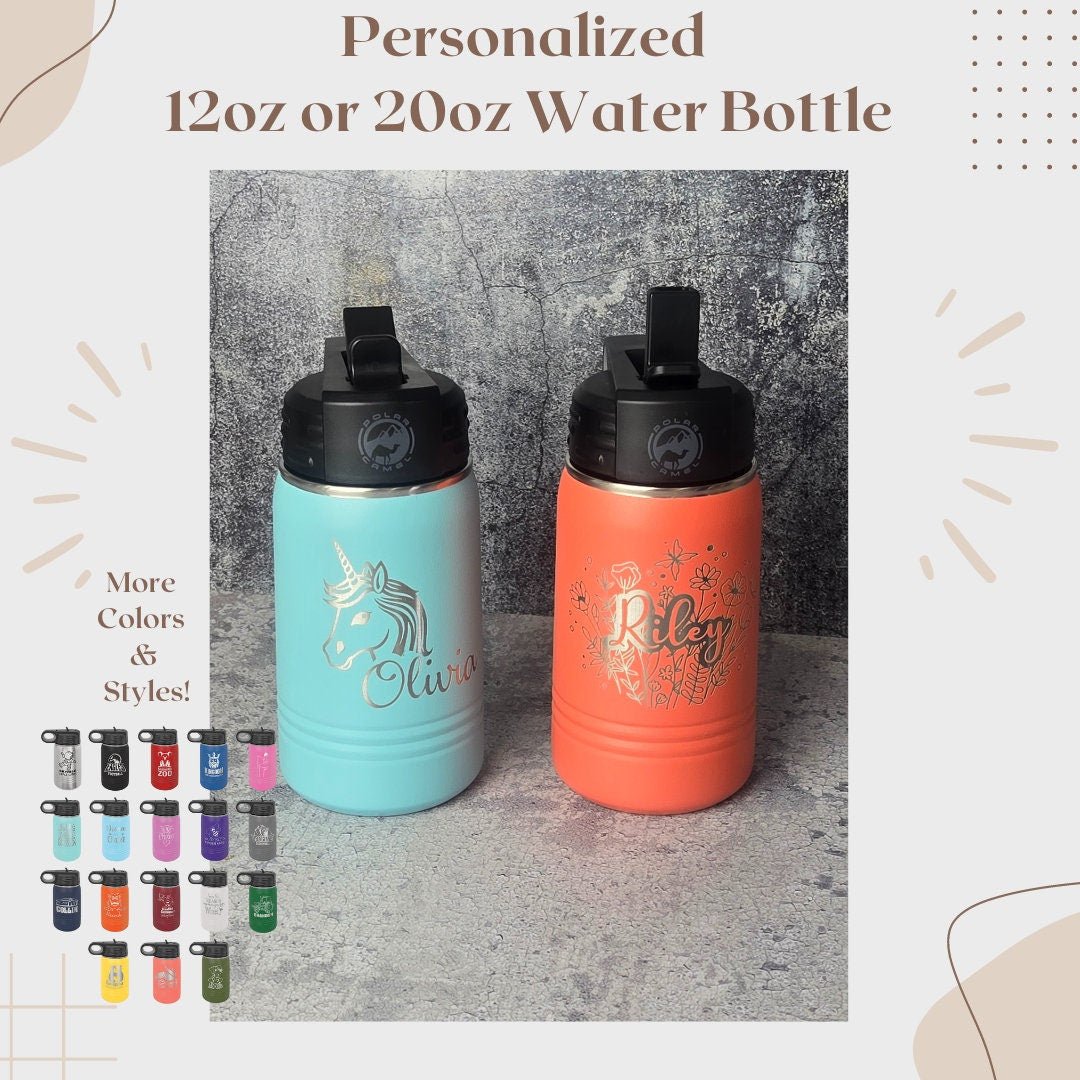Personalized Kids Water Bottle with Straw - EverLee Creations