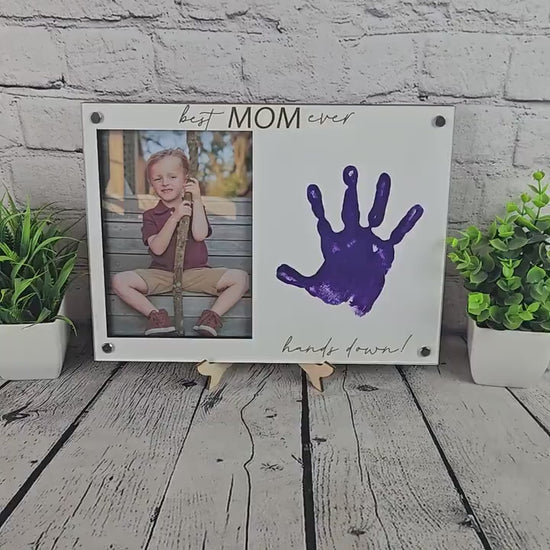 Best Mom Ever Frame, Kids Handprint Gift for Mom, Personalized Mother’s Day Gift, DIY Handprint Frame, Mom Keepsake Gift