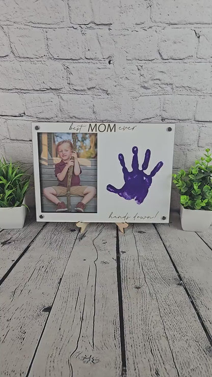 Best Mom Ever Frame, Kids Handprint Gift for Mom, Personalized Mother’s Day Gift, DIY Handprint Frame, Mom Keepsake Gift