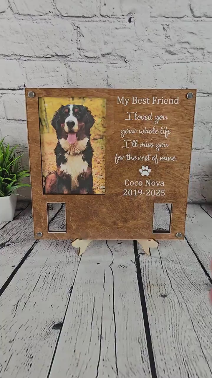 Custom Dog Memorial Frame with Collar | Pet Loss Gift | Personalized Rainbow Bridge Remembrance | Dog Collar Keepsake Picture Frames