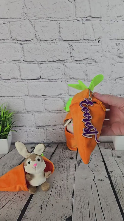 Personalized Bunny Rabbit: Plush Reversible Carrot Keychain, Custom Stuffed Animal Keychain, Easter Gifts Easter Tag