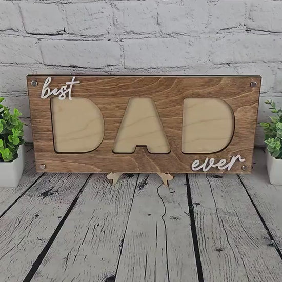 Best Dad Ever Picture Frame, Father’s Day Gift for Dad, 3 Photo Dad Frame, Personalized Wooden Dad Gift, New Dad Present, Gift from Kids