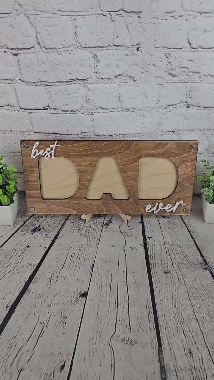 Best Dad Ever Picture Frame, Father’s Day Gift for Dad, 3 Photo Dad Frame, Personalized Wooden Dad Gift, New Dad Present, Gift from Kids
