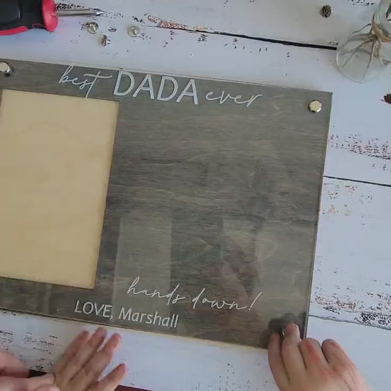 First Fathers Day DIY Handprint  Frame , Personalized Gift from Kids, Best Dad Ever Hands Down Sign, ,Custom Fathers Day Gift from Kids