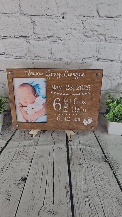 Personalized Birth Announcement Picture Frame | Gift for New Parents | Newborn Picture Frame | Birth Information Frame | New Nursery Décor