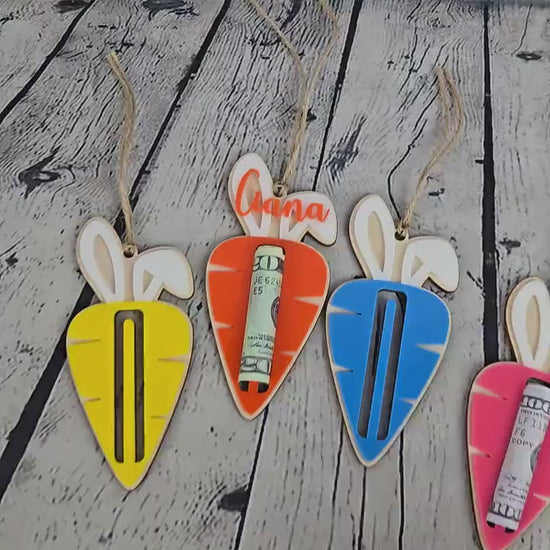 Personalized Easter Tag, Carrot Money Holder, Easter Carrot Tag, Easter Money Holder, Easter Cash Gift, Bunny Ear Tag, Kid Easter Gift