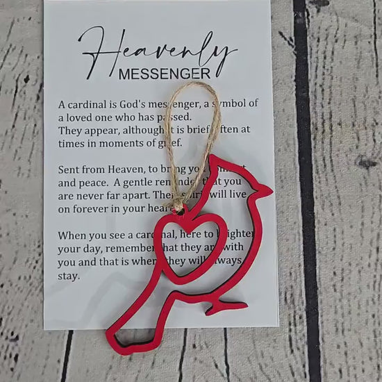 Cardinal Ornament, Heavenly Messenger Memorial Gift, Sympathy Ornament, Memorial Keepsake