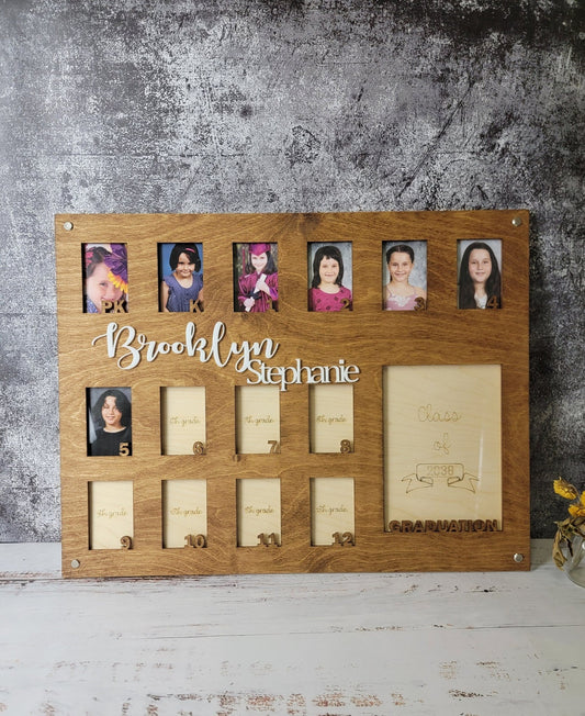 School Years Photo Frame | Pre K to Graduation Picture Frame | Wallet Photos | 5 X 7 Photos - EverLee Creations