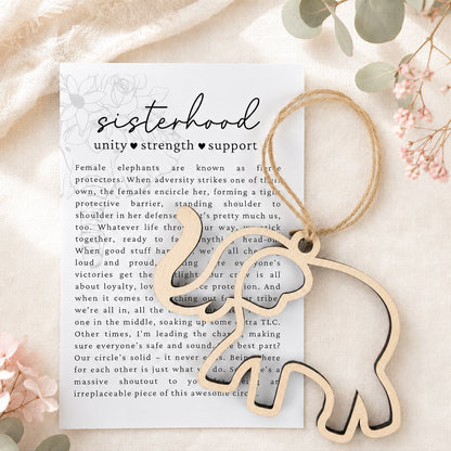 Elephant Friendship & Sisterhood Wood Ornament