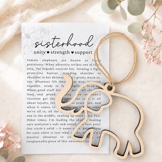 Elephant Friendship & Sisterhood Wood Ornament