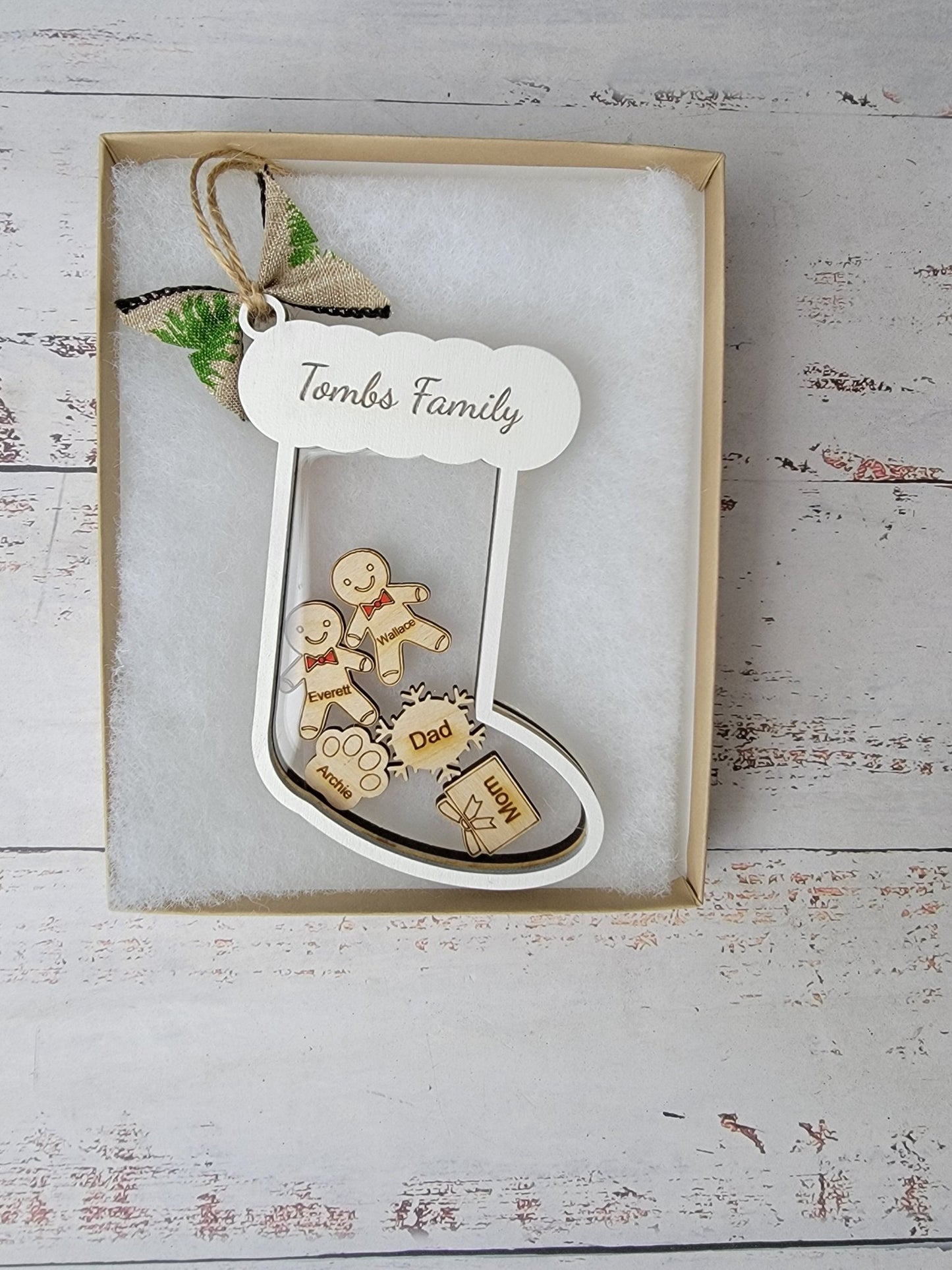 Stocking Christmas Shaker Ornament Personalized With Family Names - EverLee Creations