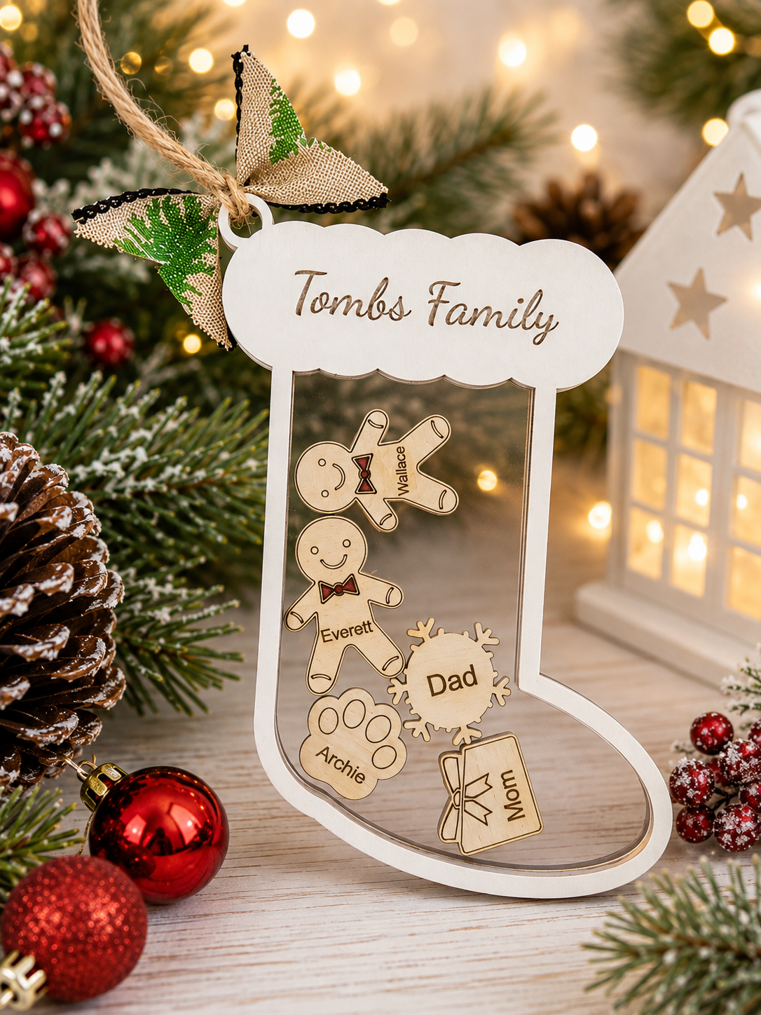 Personalized Family Stocking Shaker Christmas Ornament | Up to 10 Names
