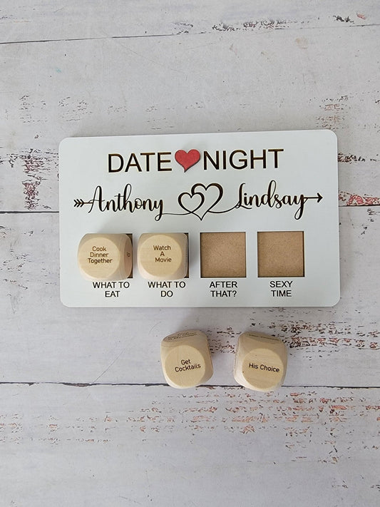 Valentines Gift, Couples date decision dice-Personalized Valentines Gift- Date night - EverLee Creations