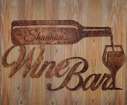 Wine Bar Sign | Monogram | Personalized | Wine Lover Gift - EverLee Creations