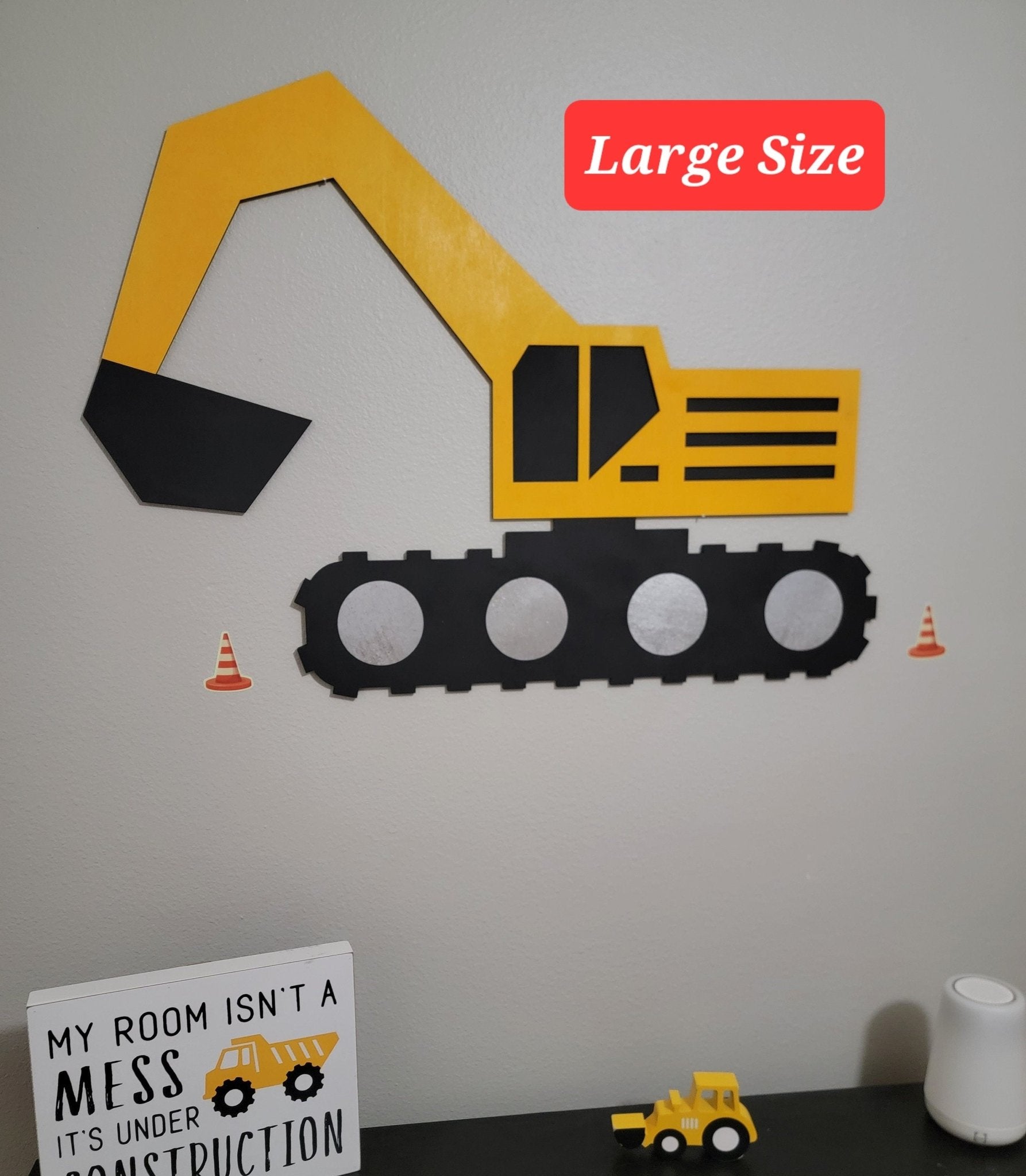 Wood Construction Wall Accessory, Construction Nursery Decor, Construction Kid Room Decor, Wooden Wall Decor, Backhoe wall decor - EverLee Creations