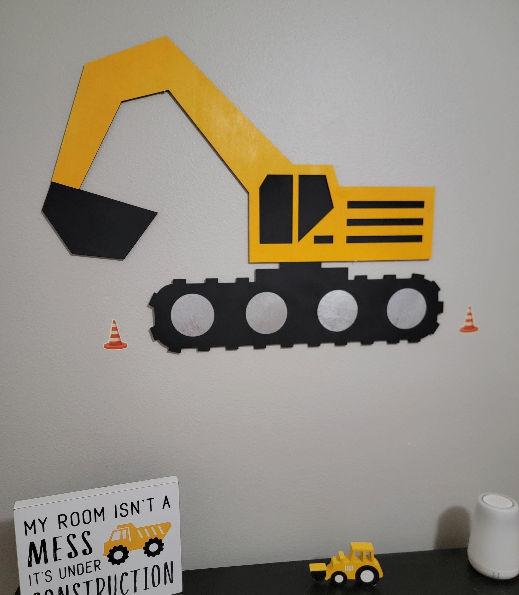 Wood Construction Wall Accessory, Construction Nursery Decor, Construction Kid Room Decor, Wooden Wall Decor, Backhoe wall decor - EverLee Creations