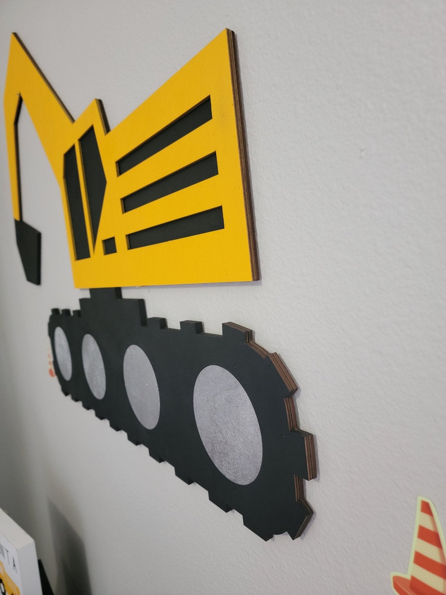 Wood Construction Wall Accessory, Construction Nursery Decor, Construction Kid Room Decor, Wooden Wall Decor, Backhoe wall decor - EverLee Creations