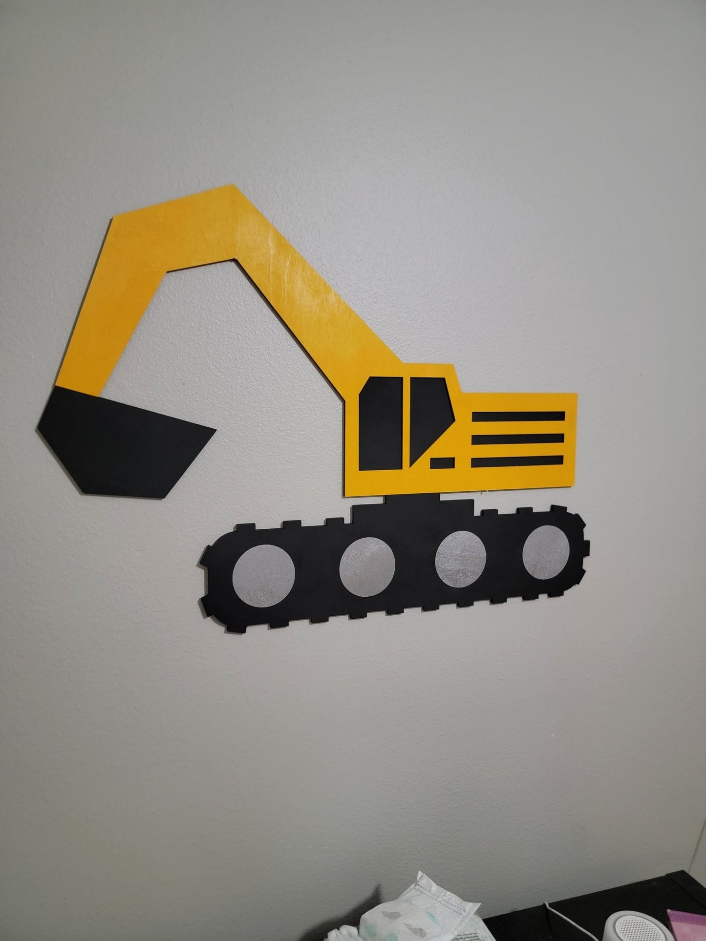 Wood Construction Wall Accessory, Construction Nursery Decor, Construction Kid Room Decor, Wooden Wall Decor, Backhoe wall decor - EverLee Creations