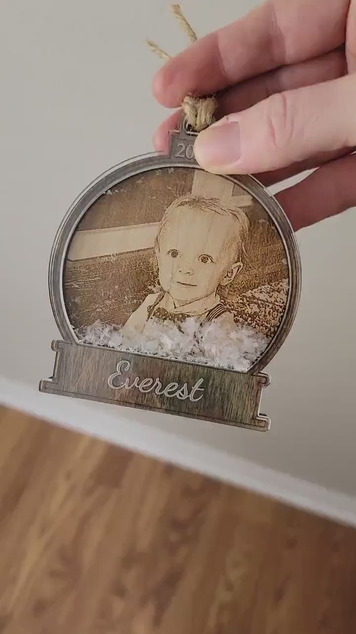 Engraved Picture / Photo Personalize Snow Globe with Snow! Christmas Ornament | Christmas 2022 | Family Gift | Keepsake