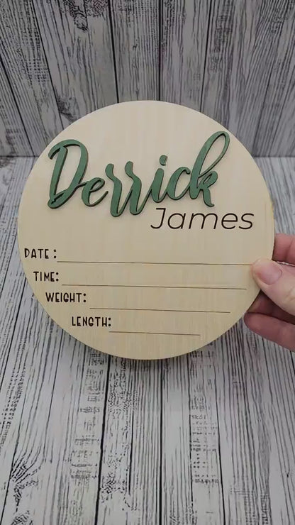 Baby Announcement Sign With Birth Stats | Pen included! Monthly Wooden Milestone Discs for Baby Photos | Baby Shower Gift | Gift For New Mom
