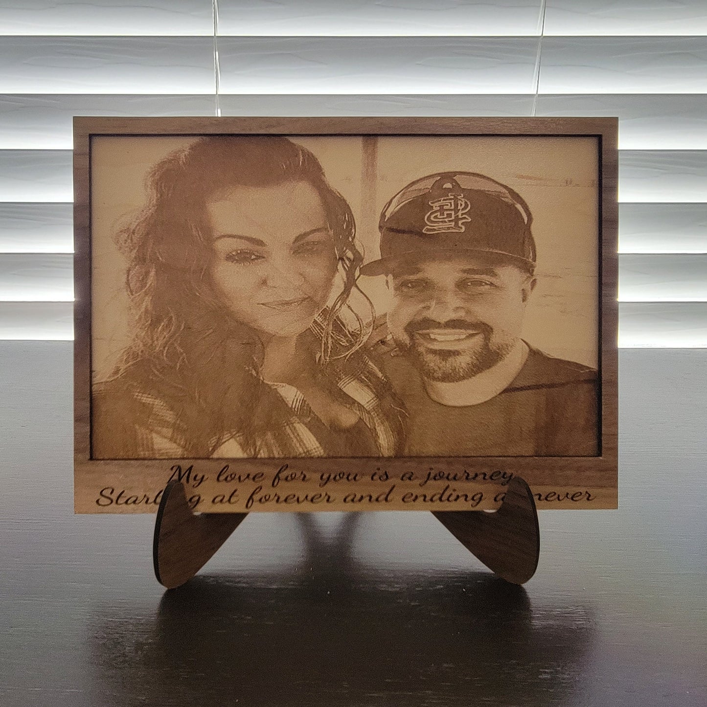 Engraved Wood Photo, custom wood photo, wood portrait, personalized gift, family pets graduation Choose from 2 layer or single layer
