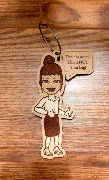 Personalized your Flight Attendant luggage tag with your own Bitmoji or Picture and text! Bag Tag-Gift for Flight Attendant-Flight Crew