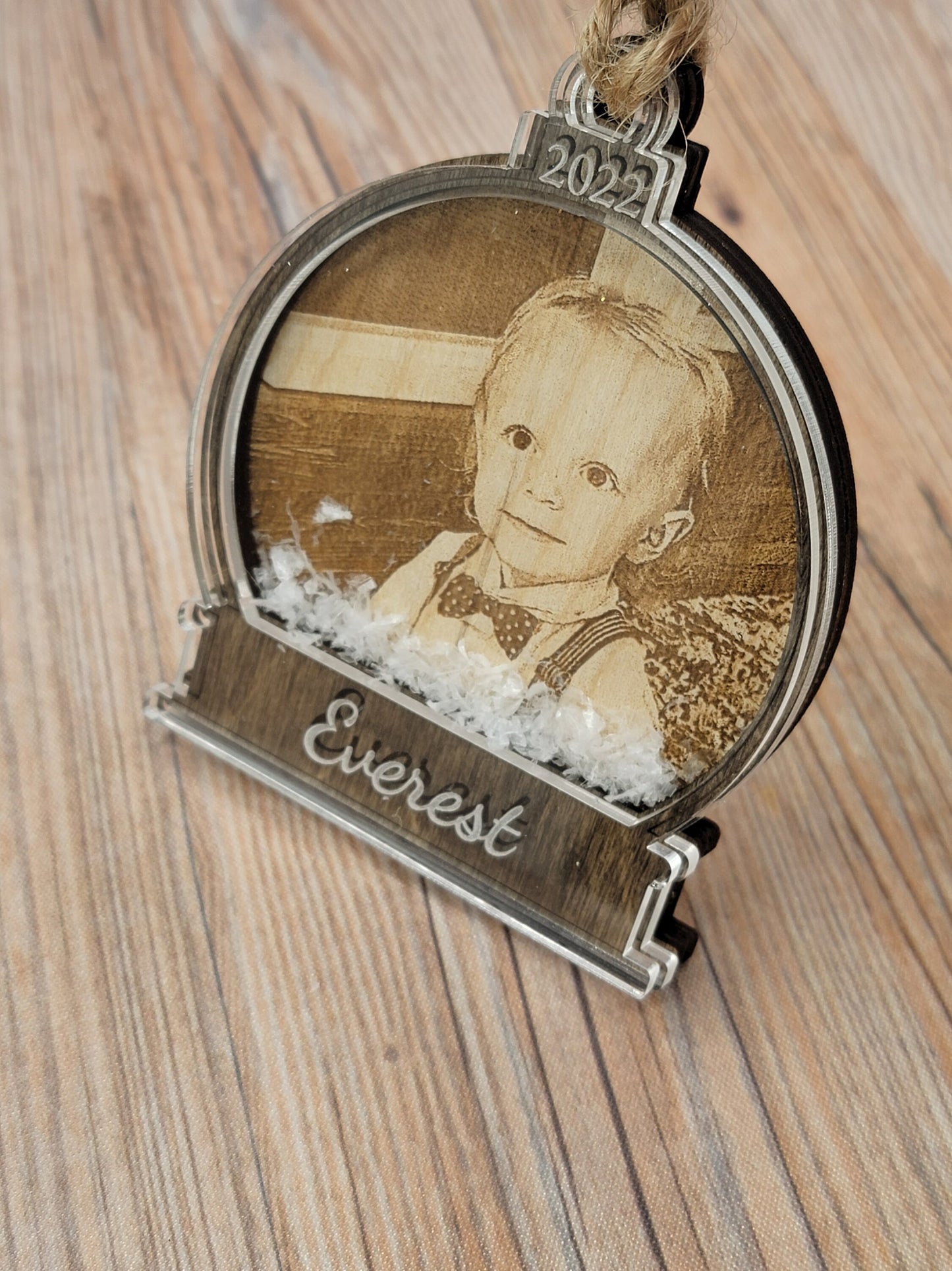 Engraved Picture / Photo Personalize Snow Globe with Snow! Christmas Ornament | Christmas 2022 | Family Gift | Keepsake