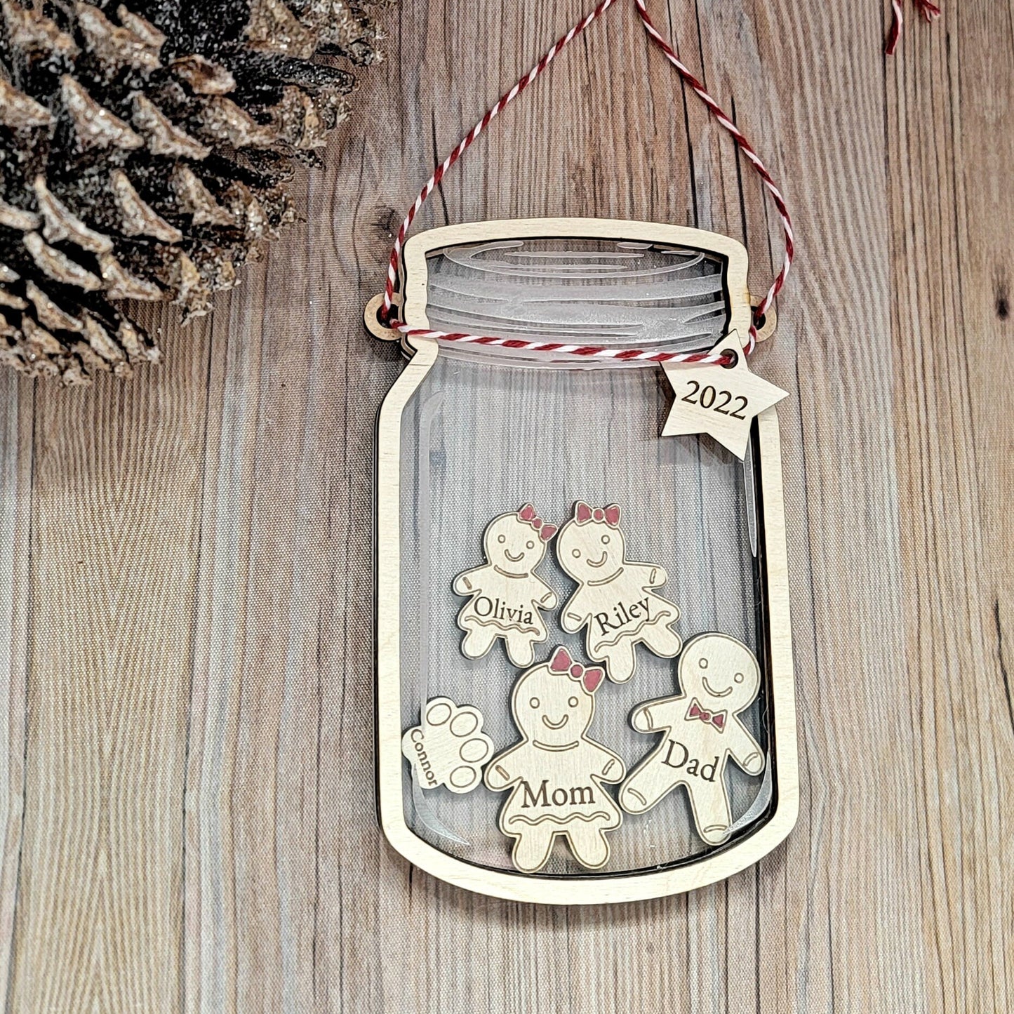 2023 Personalized Gingerbread Ornament Family | NEW | Shaker Personalized Custom Christmas Ornament, Holiday Décor | Personalized Ornament
