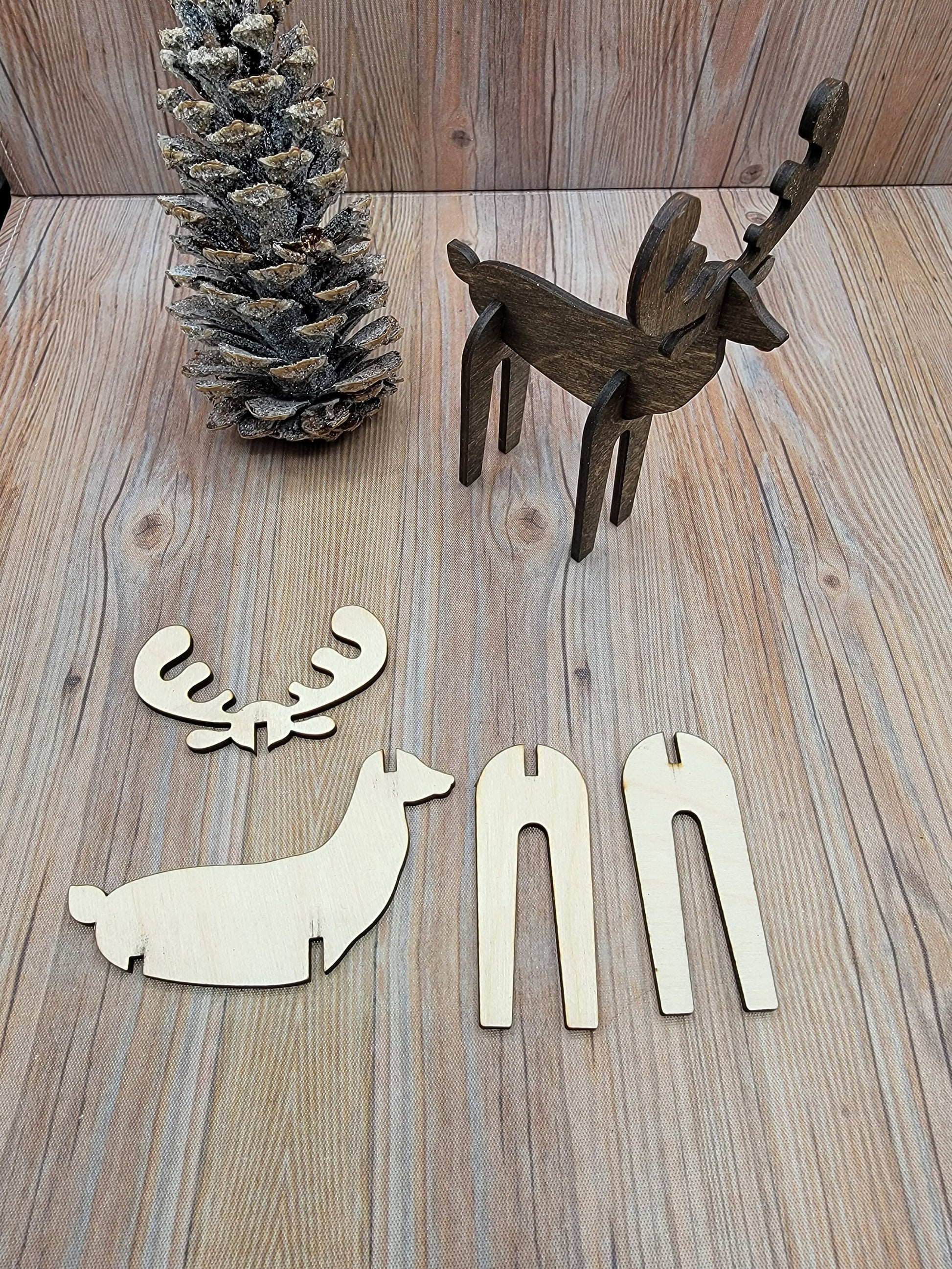Mini Reindeer Decor | Christmas Village | Tiered Tray Decor| Deer Puzzle