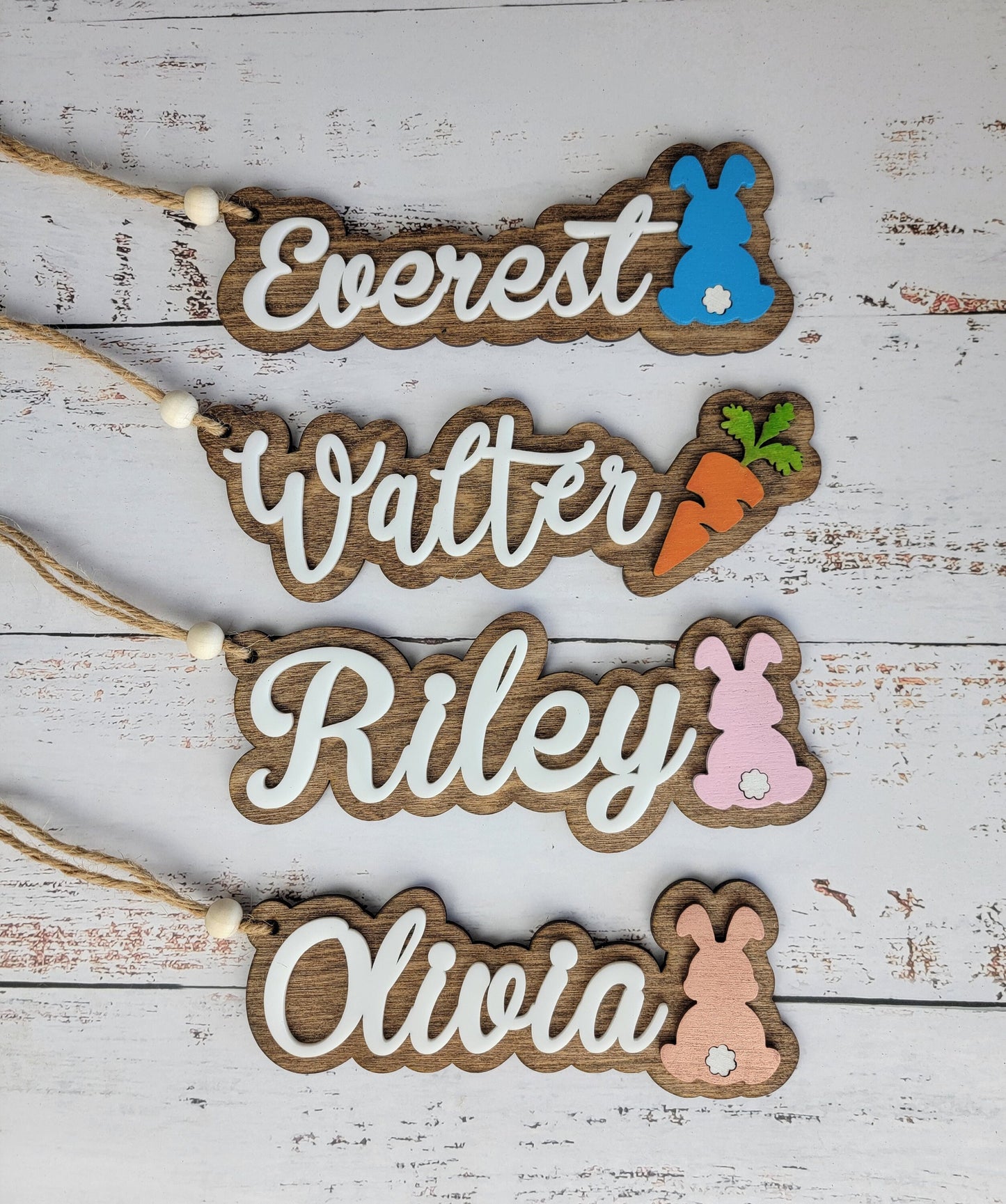 Easter Basket Tags, Easter Bunny and Carrot Personalized basket tag. Childs name, unique easter gift