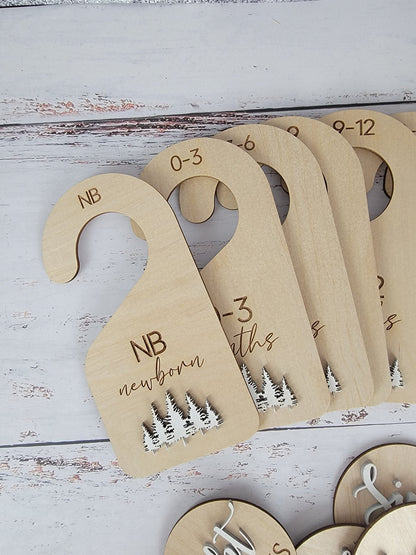 Baby Closet Dividers | Wooden Baby Clothes Dividers | Baby Closet Organize| Baby Shower Gift | Woodland | Modern Baby Closet Divider