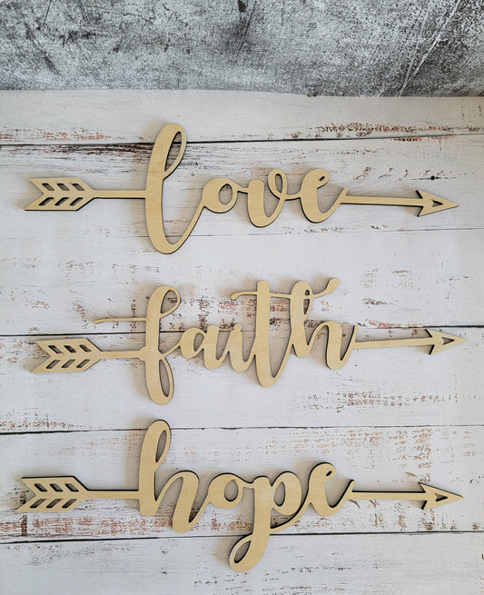 Faith Love Hop Arrows -Gift-Photo prop- baby nursey boy or girl-Religion