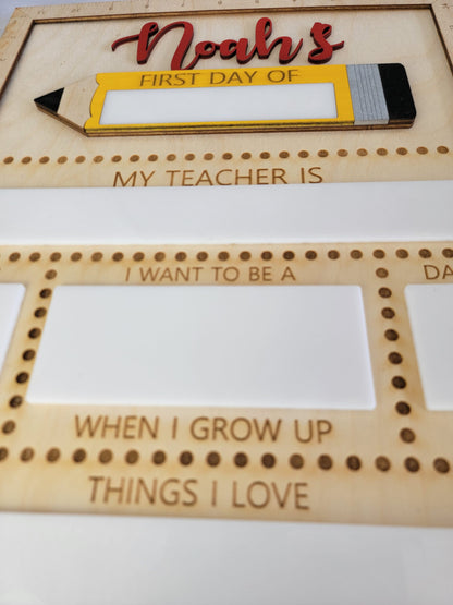 First Day of School Sign, First Day of Kindergarten, 1st Day of Preschool, Back to School Board, Reusable School Sign, Dry Erase Chalkboard