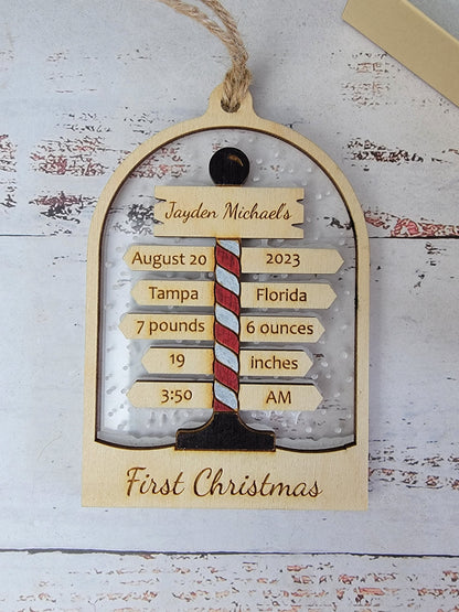 Baby's First Christmas Ornament 2022/2023 Customized Babies 1st Christmas, Personalized Baby Name, Christmas Tree Ornaments, New Baby Gift