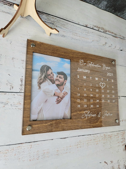 Personalized Valentines Gift- Picture Engraved Picture Frame- Personalize With the Date you Met/ Anniversary Gift