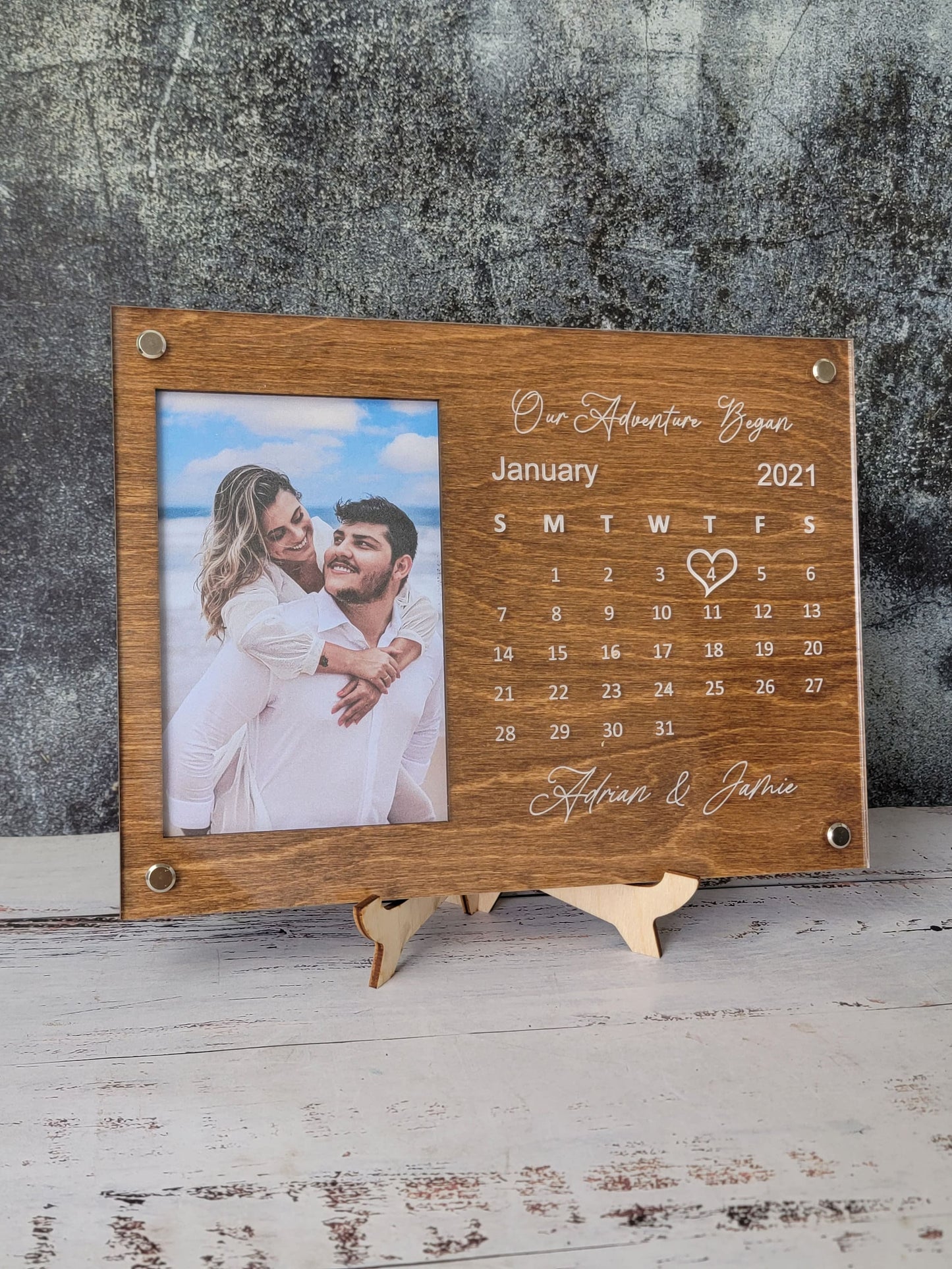 Personalized Valentines Gift- Picture Engraved Picture Frame- Personalize With the Date you Met/ Anniversary Gift